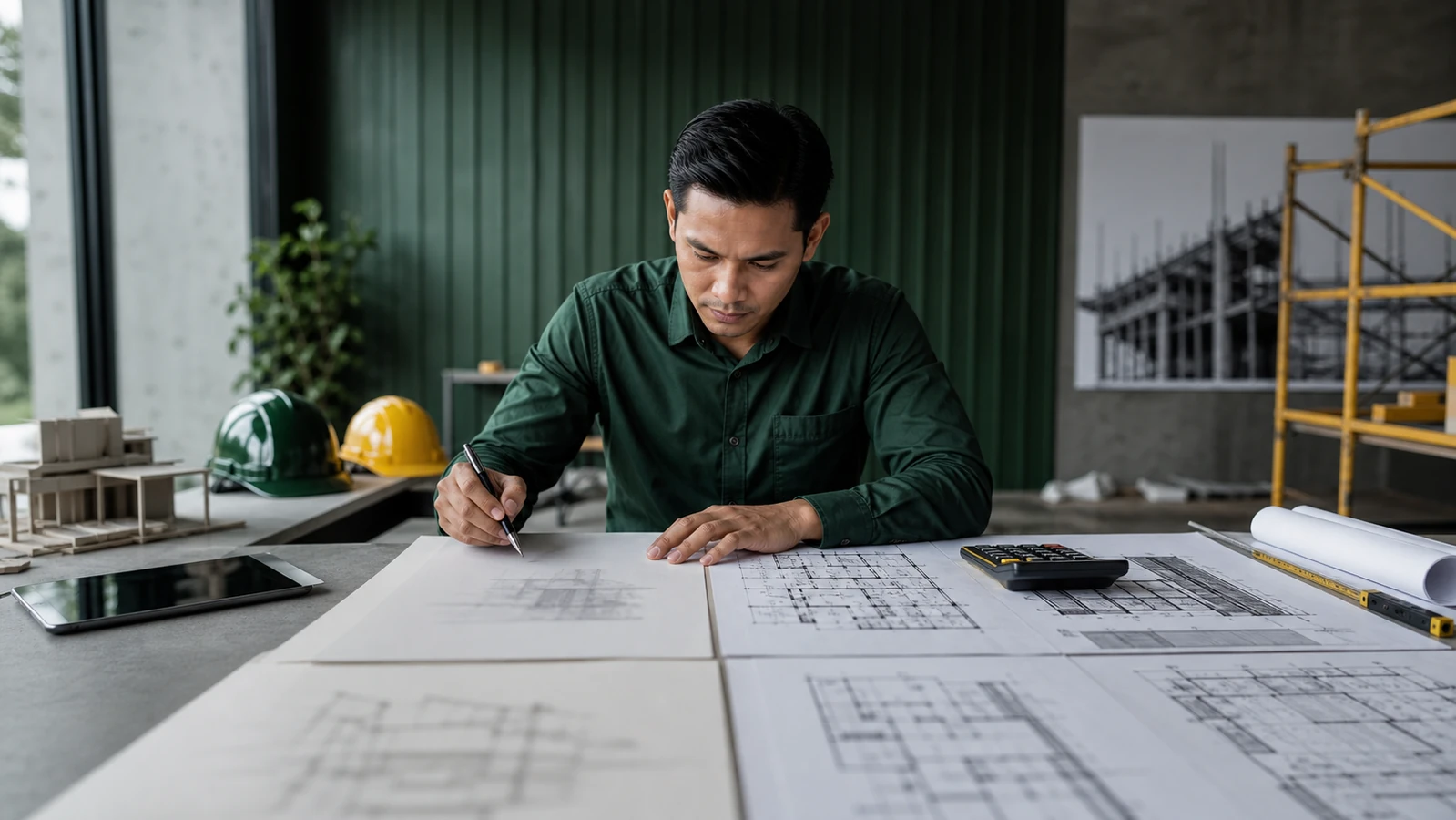 Construction estimator comparing cost information across project design stages